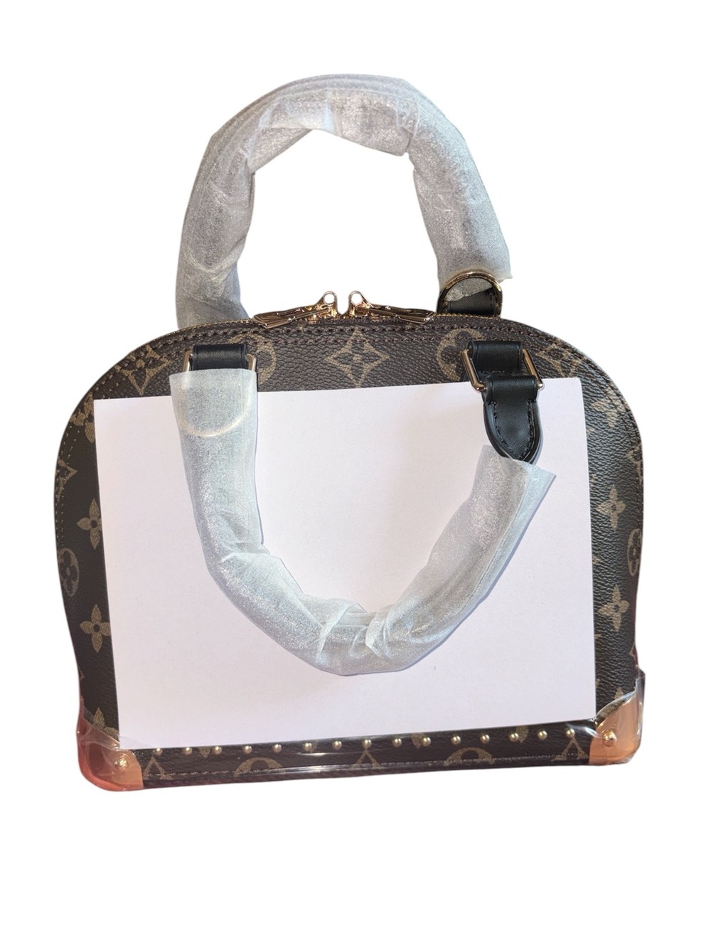 Designer-Inspired Brown Monogram Alma Trunk BB Satchel